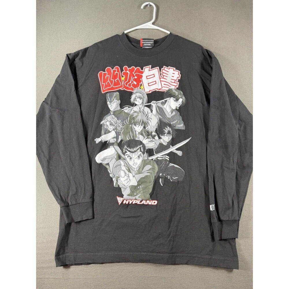 Hypland X Yuyu Hakusho Shirt Mens XL Black Anime Long Sleeve 90s Togashi